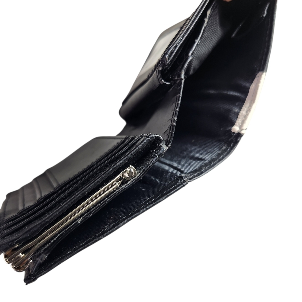 Giani Bernini Black & White Leather Colorblock Wallet Bifold Snap Close Moto - Picture 10 of 14
